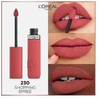 L/'Oréal Paris Liquid Lipstick, Intense Colour, Longwear Matte Formula with Hyaluronic Acid, Transfer- and Smudge-Resistant, Infallible Matte Resistance, Shade: 230 Shopping Spree