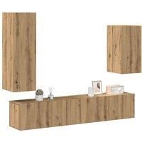 4 Piece TV Cabinet Set Wall-mounted Artisan Oak Engineered Wood