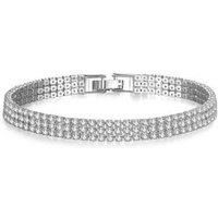 Three Row Pave Bracelet With Swarovski Crystals - Silver