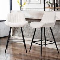 2PCS Sherpa Fleece Upholstered Bar Stools