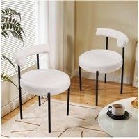 2PCS Sherpa Fleece Upholstered Dining Chairs