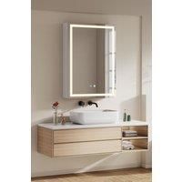 Single-Door Bathroom Mirror Cabinet with LED Lighting