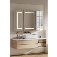 Triple-Door Bathroom Mirror Cabinet with LED Lighting