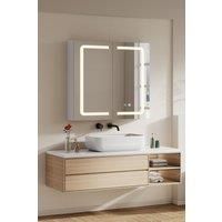 Double-Door Bathroom Mirror Cabinet with LED Lighting