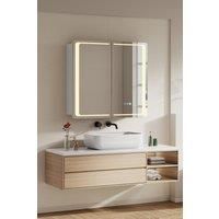 Double-Door Bathroom Mirror Cabinet with LED Lighting
