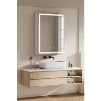 Single-Door Bathroom Mirror Cabinet with LED Lighting