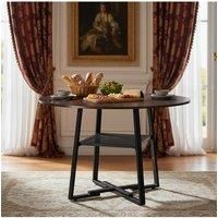 Living and Home Round Dining Table with Storage Shelf in Brown
