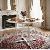 Living and Home Round Dining Table with Storage Shelf in White