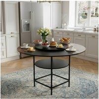 Living and Home Round Dining Table with Lazy Susan in Black