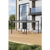 Living and Home 13x13ft Aluminium Pergola with Retractable Roof in Light Grey
