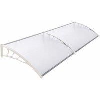 1.9x1m Convex Window Door Canopy - White Plastic Awning with Aluminium Frame & Brackets