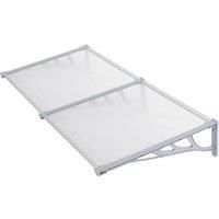 1.9x0.9m Sloped Door Canopy - Translucent Polycarbonate Awning with Light Grey Aluminium Frame