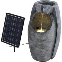 Solar Powered Water Fountain Rockery Decor - 56cm Resin Outdoor Fountain with Solar Panel & Warm White Lights for Garden Zen and Feng Shui