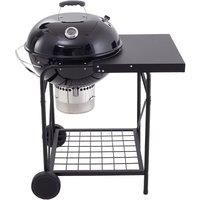 Premium Outdoor Round Charcoal Grill with Side Table - Portable BBQ Grill for Garden, Patio, Camping - Rust-Resistant Design & Built-in Thermometer