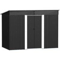8.5x6.4ft Metal Garden Shed with Lockable Doors - Galvanized Steel & Sloped Roof - Translucent Skylight Design