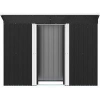 8.5x4.3ft Metal Garden Shed with Lockable Doors - Sloped Roof & Galvanized Steel - Translucent Skylight