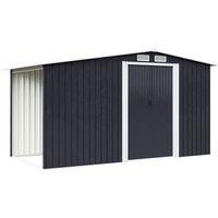 10.8x6.8ft Metal Garden Shed with Log Storage - Galvanized Steel & 4 Vents - Heavy-Duty Tool Shed