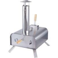 12-inch Stainless Steel Wood Pellet Pizza Oven - 400£ Outdoor Stone-Baked Oven with Thermometer & Foldable Legs