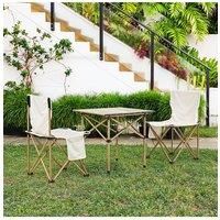 3-Piece Folding Camping Table & Chairs Set - Lightweight Carbon Steel Frame, Portable Roll-Up Design for Camping, Picnics,Fishing & Outdoor Events (Be