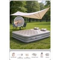Raised Inflatable Bed Mattress Airbed with Built-in Pump,80"x62",Grey