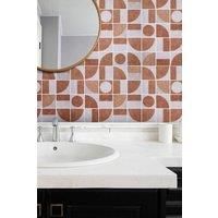 Living and Home 10 Pcs Self-adhesive 3D Geometric Pattern Square Wall Tile Stickers in Brown