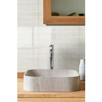 Living and Home 10 Pieces 3D Rectangle Straight Pattern Self-Adhesive Wall Tile Stickers in Beige