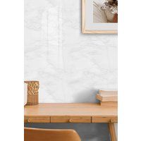 Living and Home 300x61cm White Self-Adhesive PVC Wallpaper with Marble Effect