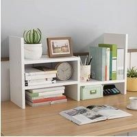 Living and Home 3-tier Adjustable Desktop Storage Shelf Bookshelf Comparment Organizer Rack in White