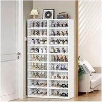 9-Tier Foldable Shoe Storage Box with Magnetic Doors