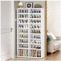 9-Tier Foldable Shoe Storage Box with Magnetic Doors