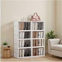 4-Tier Foldable Shoe Storage Box with Magnetic Doors