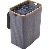 Living and Home 140L 3 Sections Laundry Basket with Lid in Grey