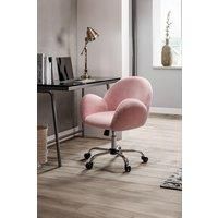 Fluffy Pink Velvet Office Chair with Wheels