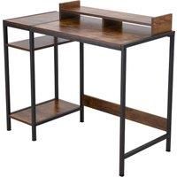 Retro Office Desk with Monitor Stand & Storage Shelves, 100 x 46 x 84 cm