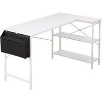 L-Shaped Desk with Bag & Shelves, 136 x 80 x 75 cm