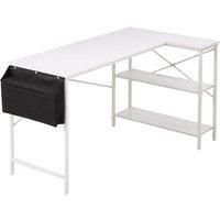 L-Shaped Office Desk with Bag & Shelves, 136 x 80 x 75 cm