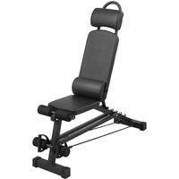 Living and Home Foldable Weight Bench with Lumbar Support & Resistance Bands in Black