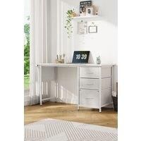 White Computer Desk with Fabric Drawers