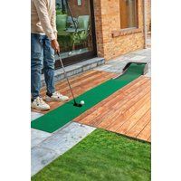 Living and Home Golf Putting Mat with Automatic Return Track in Green