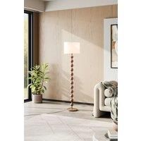 Mid-century E27 1-Light Fabric Lampshade Floor Lamp with Foot Switch