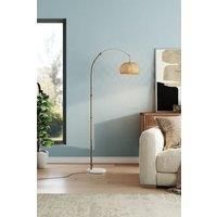 E27 1-Light Bamboo Lampshade Floor Lamp with Foot Switch