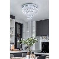 34W Stainless Steel LED Ceiling Light with K9 Crystal Lampshade