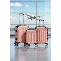 3PCS Rose Gold Lockable Travel Suitcase Set