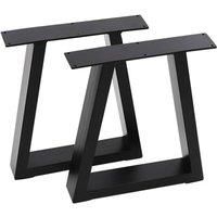 2 Pcs Black Trapezoidal Iron Table Legs for Coffee Table, 60x7x40cm