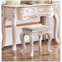 Living and Home Premium Makeup Dressing Stool Faux Fur Upholstered Stool in White
