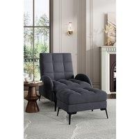 Modern Recliner Lounge Set with Ottoman and Sleek Metal Base