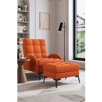 Modern Recliner Lounge Set with Ottoman and Sleek Metal Base