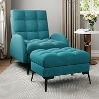 Modern Recliner Lounge Set with Ottoman and Sleek Metal Base
