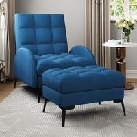 Modern Recliner Lounge Set with Ottoman and Sleek Metal Base