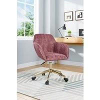 Velvet-Upholstered Swivel Office Chair with Gold Base